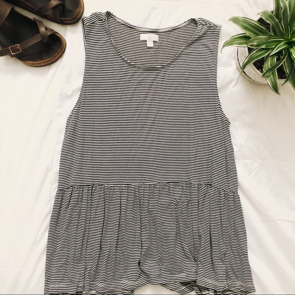 Striped peplum/ruffle tank